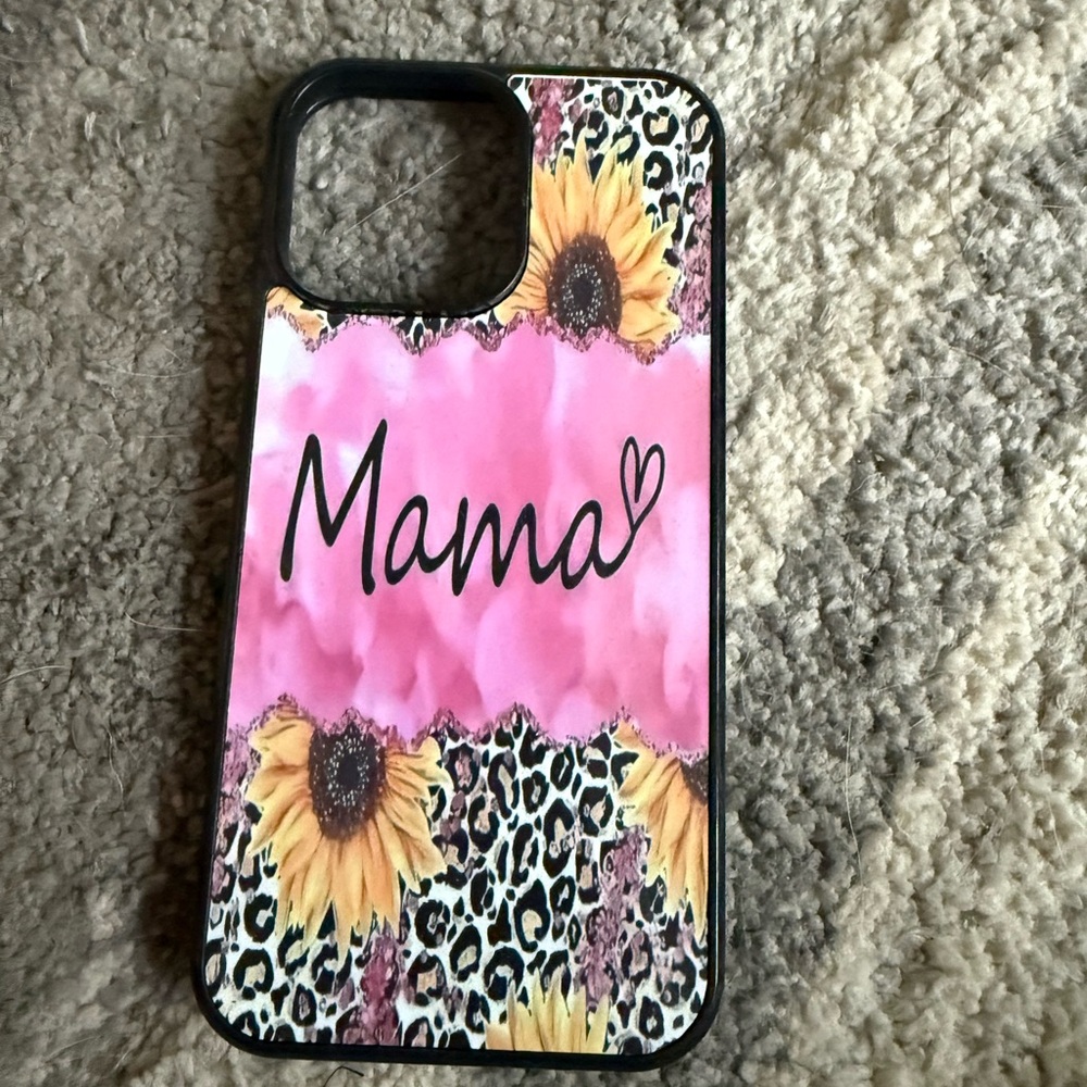 iPhone 14PM 
Floral Leopard Print Phone Case - Pink and Black